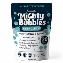 Load image into Gallery viewer, Grovia Mighty Bubbles laundry treatment package on a white background
