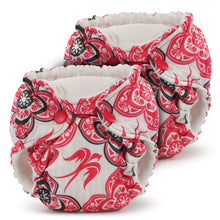 Load image into Gallery viewer, Lil Joey Newborn and preemie AIO cloth Diaper by Kanga Care in Destiny with Pink Birds and grey accent designs