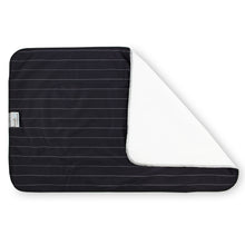 Load image into Gallery viewer, Kanga Care Changing Pad and Sheet Saver in the print called Tux with thin white pinstripes on one side and a soft white non-stick lining on the other, shown on a clean white background.