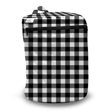 Load image into Gallery viewer, Kanga Care Wet Bag for cloth diapers in print Buffalo check gingham zippered bag with a top carry handle, shown on a clean white background.