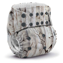 Load image into Gallery viewer, Rumparooz Stay Dry One Size Cloth Pocket Diaper by Kanga Care in Christmas print called Aspenglow with aspen trees during fall on a white background
