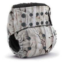 Load image into Gallery viewer, Rumparooz OBV Cloth Pocket Diaper by Kanga Care in Christmas print called Aspenglow with aspen trees during fall on a white background