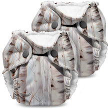 Load image into Gallery viewer, Lil Joey Newborn and preemie AIO cloth Diaper by Kanga Care in Christmas print called Aspenglow with aspen trees during fall on a white background