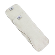 Load image into Gallery viewer, 2 piece Hemp Fleece cloth diaper soaker pad with the one size and newborn inserts stacked together