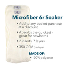 Load image into Gallery viewer, Microfiber 6r Soaker insert features and material composition