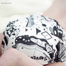 Load image into Gallery viewer, Book Club Rumparooz One Size Cloth Diaper on a baby from behind
