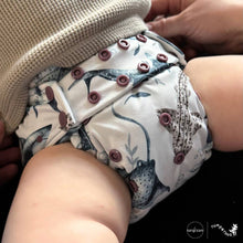 Load image into Gallery viewer, Baby in Chomp Shark Rumparooz G3 One Size Pocket Diaper