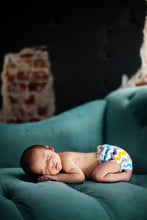 Load image into Gallery viewer, Charlie Lil Joey cloth diaper on a sleeping newborn
