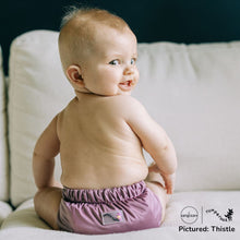 Load image into Gallery viewer, Baby in Thistle Purple Rumparooz G3 One Size Pocket Diaper