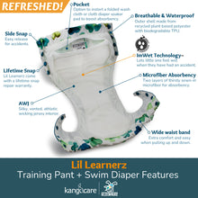 Load image into Gallery viewer, Lil Learnerz 2.0 Training Pant and Swim Diaper Diagram and Features