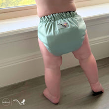 Load image into Gallery viewer, Baby in Willow Green Rumparooz G3 One Size Pocket Diaper