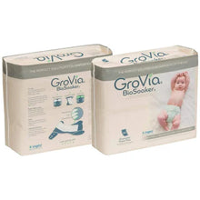 Load image into Gallery viewer, Two boxes of GroVia BioSoakers on a white background showing front and back of packaging
