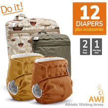 Load image into Gallery viewer, Kanga Care Rumparooz G3 AWJ Athletic Wicking Jersey Hypoallergenic Cloth Diaper Bundle with Wet Bags and Wet Bag Mini