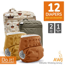 Load image into Gallery viewer, Kanga Care Rumparooz G3 AWJ Athletic Wicking Jersey Hypoallergenic Cloth Diaper Bundle with Wet Bags and Wet Bag Mini