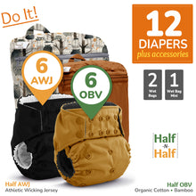 Load image into Gallery viewer, Kanga Care Rumparooz G3 AWJ Athletic Wicking Jersey Hypoallergenic Orgnaic Bamboo Velour Cloth Diaper Bundle with Wet Bags and Wet Bag Mini