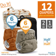 Load image into Gallery viewer, Kanga Care Rumparooz G3 AWJ Athletic Wicking Jersey Hypoallergenic Stay Dry Microchamois Cloth Diaper Bundle with Wet Bags and Wet Bag Mini