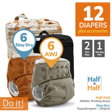 Load image into Gallery viewer, Kanga Care Rumparooz G3 AWJ Athletic Wicking Jersey Hypoallergenic Stay Dry Microchamois Cloth Diaper Bundle with Wet Bags and Wet Bag Mini