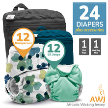 Load image into Gallery viewer, Kanga Care Rumparooz G3 AWJ Athletic Wicking Jersey Cloth Diaper Bundle and Newborn Lil Joey Cloth Diapers Wet Bag and Wet Bag Mini