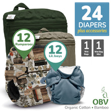 Load image into Gallery viewer, Kanga Care Rumparooz G3 OBV Organic Bamboo Velour Cloth Diaper Bundle and Newborn Lil Joey Cloth Diapers Wet Bag and Wet Bag Mini