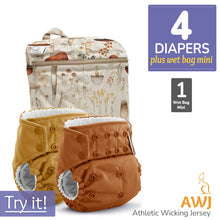 Load image into Gallery viewer, Kanga Care Rumparooz G3 AWJ Athletic Wicking Jersey Cloth Diaper Bundle with Wet Bag Mini