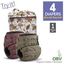 Load image into Gallery viewer, Kanga Care Rumparooz G3 OBV Organic Cotton Bamboo Velour Cloth Diaper Bundle with Wet Bag Mini