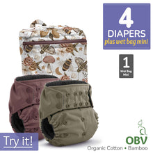 Load image into Gallery viewer, Kanga Care Rumparooz G3 OBV Organic Cotton Bamboo Velour Cloth Diaper Bundle with Wet Bag Mini