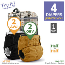 Load image into Gallery viewer, Kanga Care Rumparooz G3 AWJ Athletic Wicking Jersey Organic Bamboo Velour Cloth Diaper Bundle with Wet Bag Mini