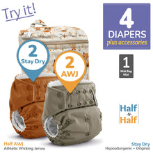 Load image into Gallery viewer, Kanga Care Rumparooz G3 AWJ Athletic Wicking Jersey Stay Dry Hypoallergenic Microchamois Cloth Diaper Bundle with Wet Bag Mini