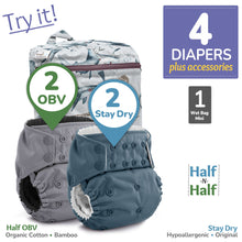 Load image into Gallery viewer, Kanga Care Rumparooz G3 OBV Organic Cotton Bamboo Velour and Stay Dry Hypoallergenic Cloth Diaper Bundle with Wet Bag Mini