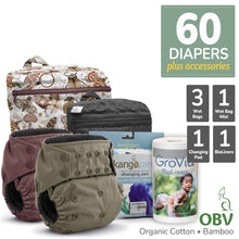 Load image into Gallery viewer, Kanga Care Rumparooz One Size Pocket Cloth Diaper Organic Bamboo Velour OBV Twin Bundle with Kanga Care Wet Bag, Wet Bag Mini, Changing Pad and GroVIa BioLiners
