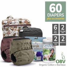 Load image into Gallery viewer, Kanga Care Rumparooz One Size Pocket Cloth Diaper Organic Bamboo Velour OBV Twin Bundle with Kanga Care Wet Bag, Wet Bag Mini, Changing Pad and GroVIa BioLiners