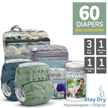 Load image into Gallery viewer, Kanga Care Rumparooz One Size Pocket Cloth Diaper Stay Dry Hypoallergenic Microchamois Twin Bundle with Kanga Care Wet Bag, Wet Bag Mini, Changing Pad and GroVIa BioLiners