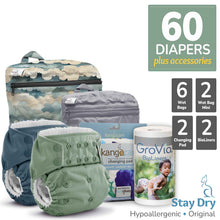 Load image into Gallery viewer, Kanga Care Rumparooz One Size Pocket Cloth Diaper Stay Dry Hypoallergenic Microchamois Twin Bundle with Kanga Care Wet Bag, Wet Bag Mini, Changing Pad and GroVIa BioLiners
