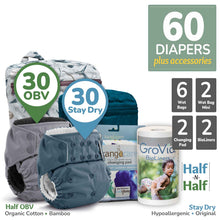 Load image into Gallery viewer, Kanga Care Rumparooz One Size Pocket Cloth Diaper Stay Dry Microchamois Hypoallergenic and Organic Bamboo Velour OBV Twin Bundle with Kanga Care Wet Bag, Wet Bag Mini, Changing Pad and GroVIa BioLiners