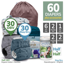 Load image into Gallery viewer, All in Twin Kanga Care bundle for Rumparooz OBV and Stay Dry One Size Pocket Cloth Diapers with Accessories Pail Liner, Wet Bag, Wet Bag Mini, Changing Pads and BioLiners