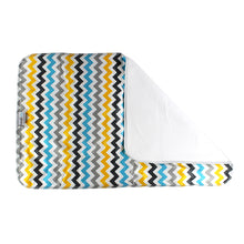 Load image into Gallery viewer, Kanga Care Changing Pad &amp; Sheet Saver - Charlie (blue, grey and yellow chevron)
