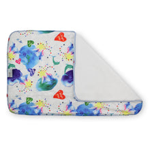 Load image into Gallery viewer, Kanga Care Changing Pad &amp; Sheet Saver - Lava (watercolor print featuring dolphins, turtles and volcanoes)
