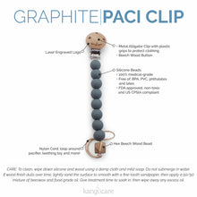 Load image into Gallery viewer, Graphite Paci Clip features