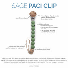 Load image into Gallery viewer, Sage Paci Clip features

