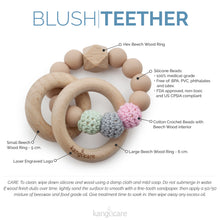 Load image into Gallery viewer, Kanga Care Silicone & Wood Teething Ring - Crocheted - Blush features