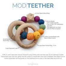 Load image into Gallery viewer, Kanga Care Silicone & Wood Teething Ring - Crocheted - Mod features