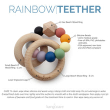 Load image into Gallery viewer, Silicone &amp; Wood Teething Ring - Bubble - Rainbow features
