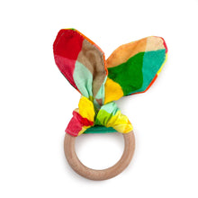 Load image into Gallery viewer, Finn bunny ear teething ring - back view
