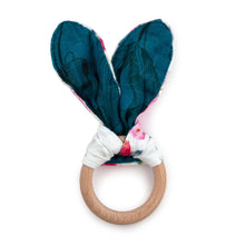 Load image into Gallery viewer, Lily Bunny Ear Teething Ring - back view