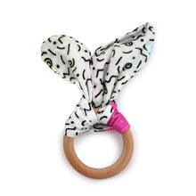 Load image into Gallery viewer, Radical Bunny Ear Teething Ring - back view
