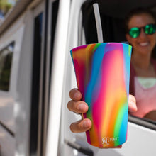 Load image into Gallery viewer, Rainbow Swirl Silipint with straw