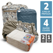 Load image into Gallery viewer, Retro Starter - Newborn Prefold Cloth Diaper Bundle - Size 2