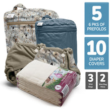 Load image into Gallery viewer, Retro Super - Newborn Prefold Cloth Diaper Bundle