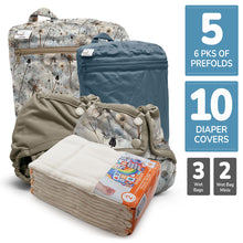 Load image into Gallery viewer, Retro Super - Newborn Prefold Cloth Diaper Bundle - Size 2