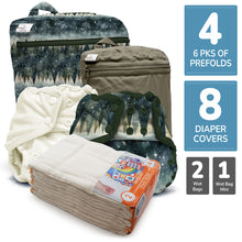 Load image into Gallery viewer, Retro Standard - One Size Prefold Cloth Diaper Bundle - Size 2